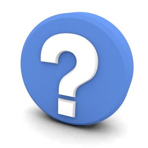 white question mark on a blue background
