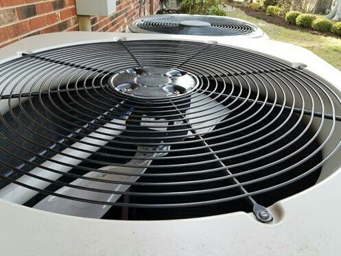 Closeup of air conditioner fan