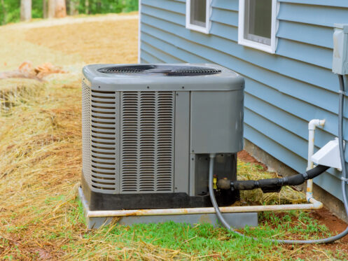 Installation of electric air conditioner residential outside near a new house